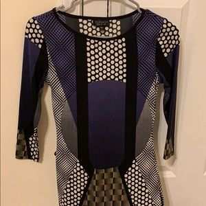 Topshop geo print blue bodycon dress